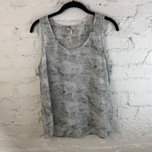 Joie Black and White Abstract Dot Sleeveless Top